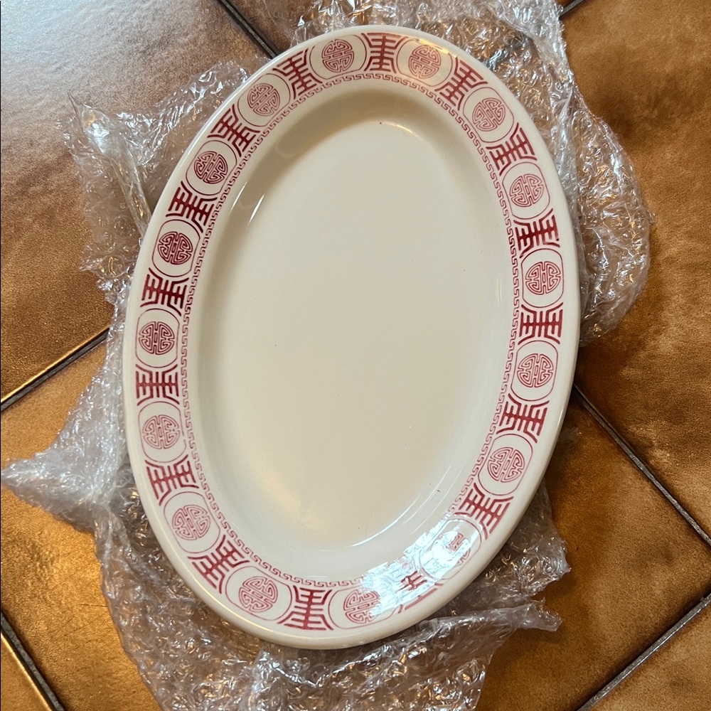 3 vintage buffalo china oval plates